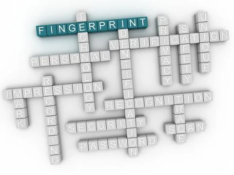 3d image Fingerprint issues concept word cloud background Stock Illustration