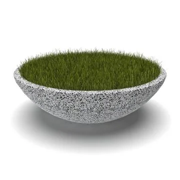 3D image of flower pot of marble crumb Grand Plate 3d render Stock Illustration