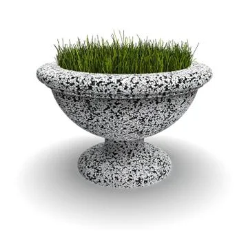 3D image of flower pot of marble crumb Lamella 3d render Stock Illustration