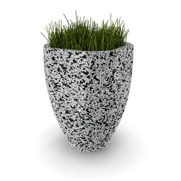 3D image of flower pot of marble crumb Quartiny 3d render Stock Illustration