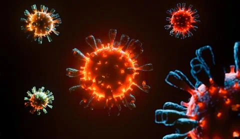3D Image of Flu Coronavirus Covid-19 background. Stock Photos