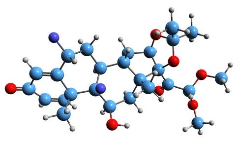 3D image of Flumoxonide skeletal formula Stock Illustration