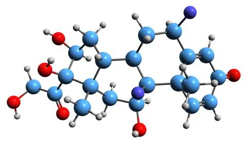 3D image of Fluocinolone skeletal formula Stock Illustration
