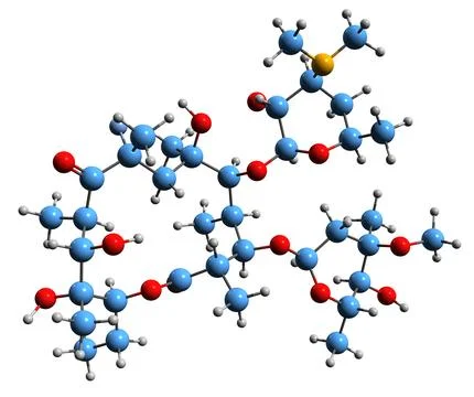 3D image of Flurithromycin skeletal formula Illustrazione stock