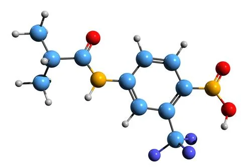 3D image of Flutamide skeletal formula Stock Illustration