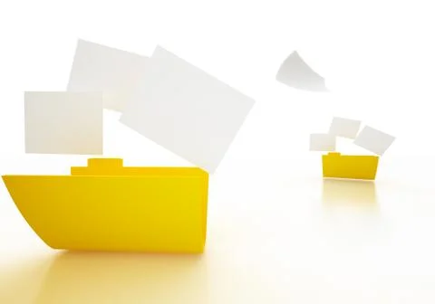 3D image of Folder icon with paper on white. Stock Illustration