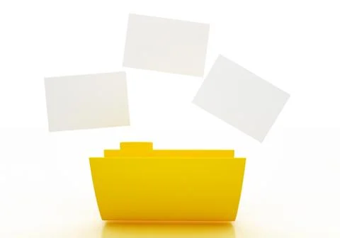 3D image of Folder icon with paper on white. Stock Illustration