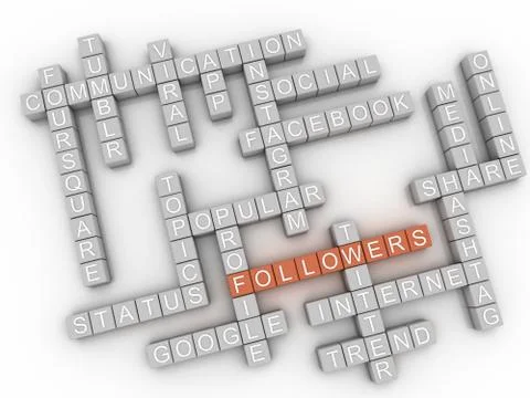 3d image Followers  issues concept word cloud background Stock Illustration