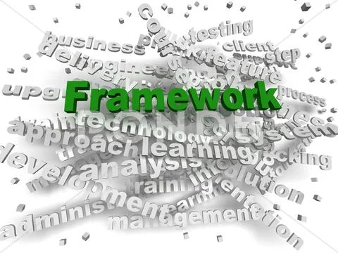 3d image Framework word cloud concept Stock Illustration