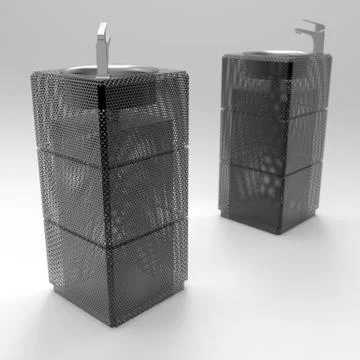 3d image of garden Drinking water wells 05 Illustrazione stock
