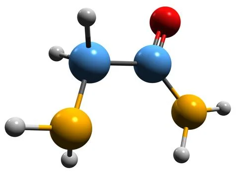 3D image of Glycinamide skeletal formula Stock-Illustration
