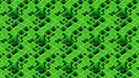 3D-image of green grass boxes pattern. 8K wallpaper background Stock Illustration