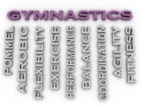 3d image Gymnastics  issues concept word cloud background Illustrazione stock