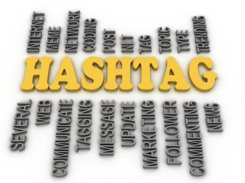 3d image hashtag concept word cloud background Stock Illustration