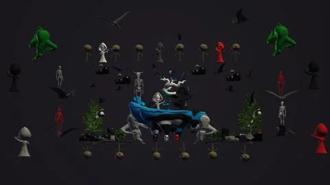 A 3D image of a haunted characters in an Haunted place Stock Illustration