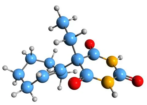 3D image of Heptabarb skeletal formula Stock Illustration