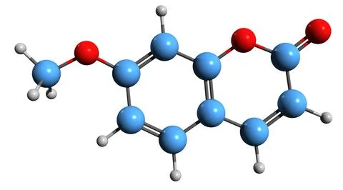3D image of Herniarin skeletal formula Stock Illustration