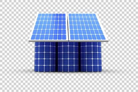 3d image of house model made from solar cell and panels Stock Illustration