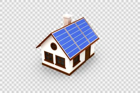 3d image of house with solar panels Stock Illustration