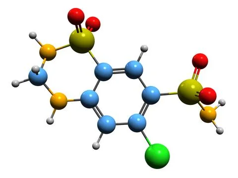 3D image of Hydrochlorothiazide skeletal formula Illustrazione stock