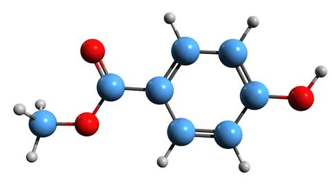 3D image of Hydroxybenzoic acid skeletal formula イラスト素材