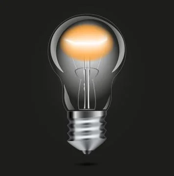 3d image, illustration. Realistic backlit incandescent lamp on a black backgr Stock Illustration