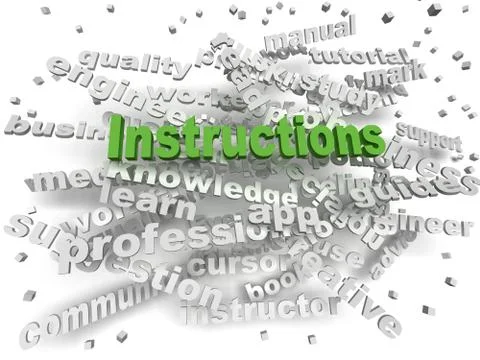 3d image Instructions word cloud concept Stock-Illustration