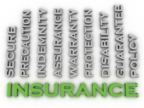3d image Insurance  issues concept word cloud background Stock Illustration