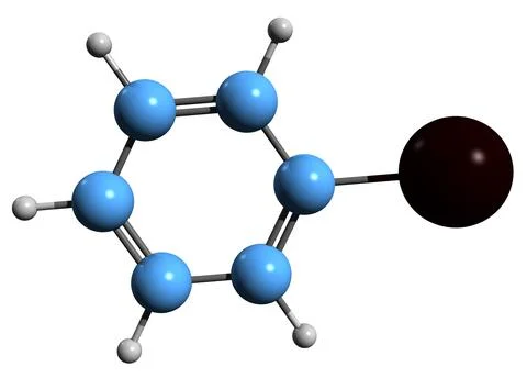 3D image of Iodobenzene skeletal formula Stock Illustration