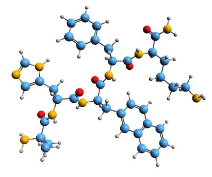 3D image of Ipamorelin skeletal formula Stock Illustration