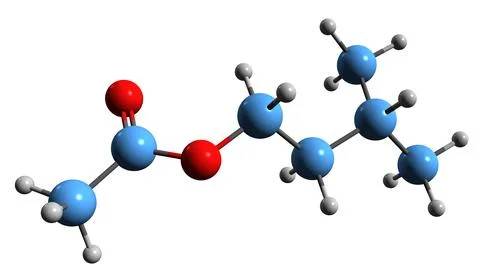 3D image of Isoamyl acetate skeletal formula Illustrazione stock