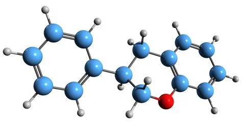 3D image of Isoflavane skeletal formula Stock Illustration