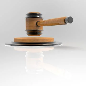3d image Judge's titanium hammer on a stand. View in parallel 1 Stock Illustration