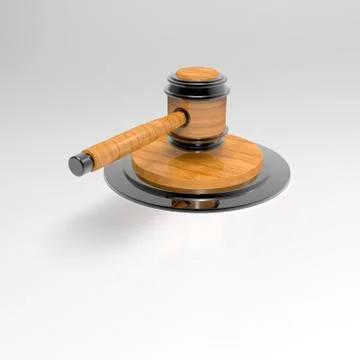 3d image Judge's titanium hammer on a stand. Front view 1 Stock Illustration