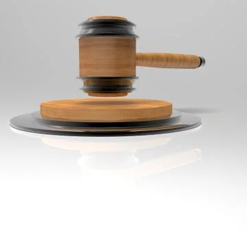 3d image Judge's titanium hammer on a stand. View in parallel 2 Stock Illustration