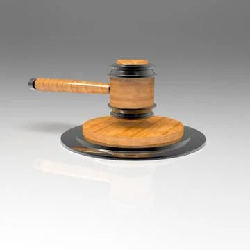 3d image Judge's titanium hammer on a stand. Side view Stock Illustration