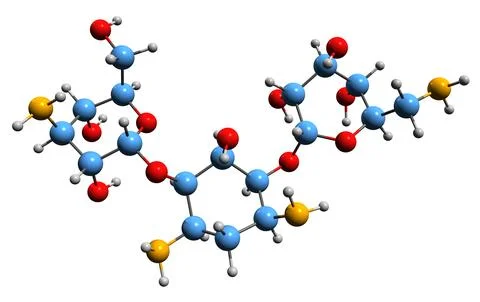 3D image of Kanamycin A skeletal formula Stock Illustration
