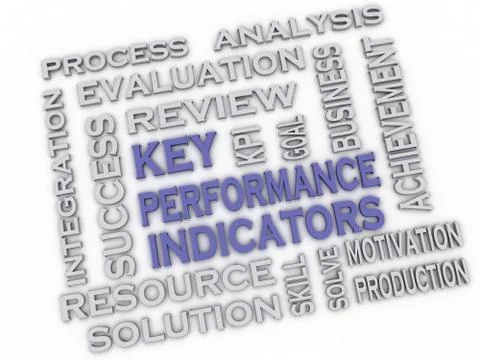 3d image key performance indicators issues concept word cloud background Stock Illustration