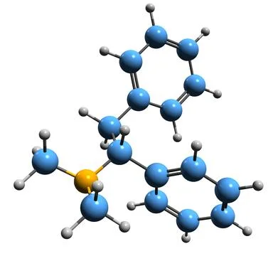 3D image of Lefetamine skeletal formula Stock Illustration