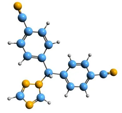 3D image of Letrozole skeletal formula Stock Illustration