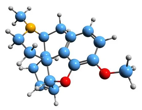 3D image of Levomethorphan skeletal formula Stock Illustration