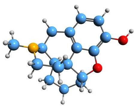 3D image of Levorphanol skeletal formula Stock Illustration
