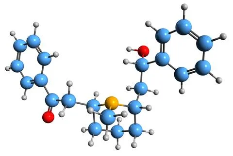 3D image of Lobeline skeletal formula Stock Illustration