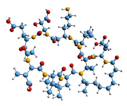 3D image of Malacidin А skeletal formula Illustrazione stock