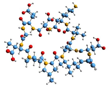 3D image of Malacidin В skeletal formula Illustrazione stock