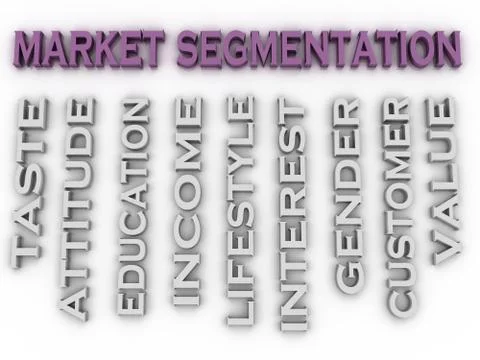 3d image Market segmentation  issues concept word cloud background Stock Illustration