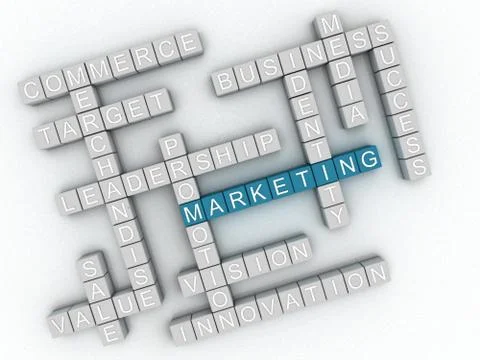 3d image Marketing  issues concept word cloud background Illustrazione stock