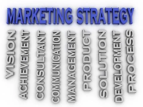 3d image marketing strategy  issues concept word cloud background Illustrazione stock