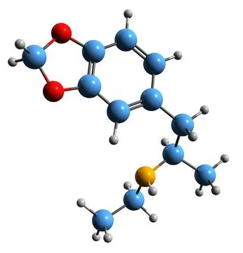 3D image of MDEA skeletal formula Stock Illustration