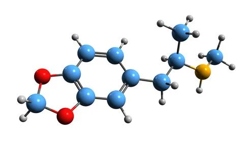 3D image of MDMA skeletal formula Illustrazione stock